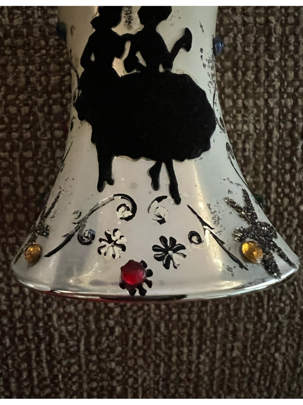 Vintage Silhouette Dance Ball Ornaments - White/Black Figures - Picture 3 of 6